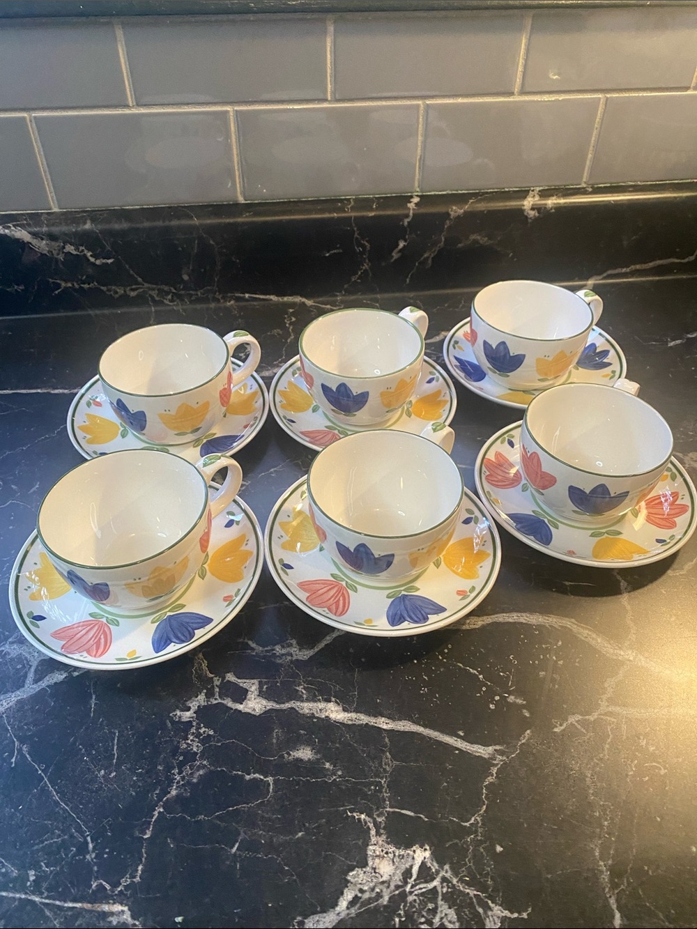 6 Cups and Saucers “Nicole” pattern by Johnson Brothers